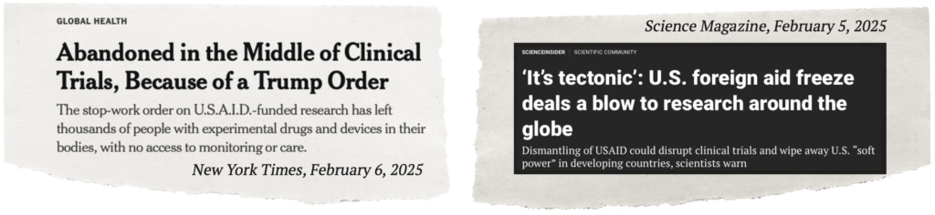 Representative headlines from the New York Times and Science magazine.