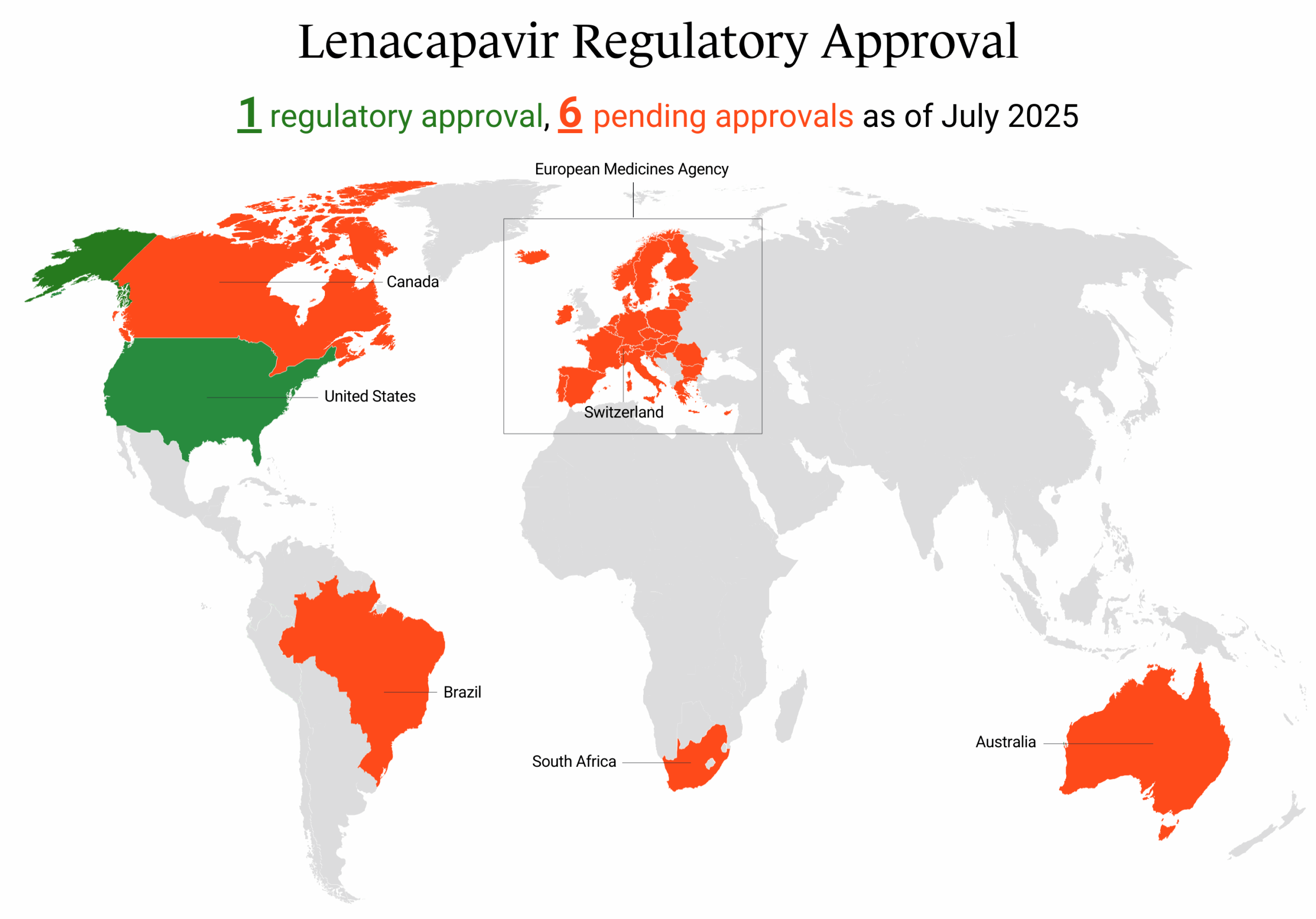 map of LEN approvals in Africa